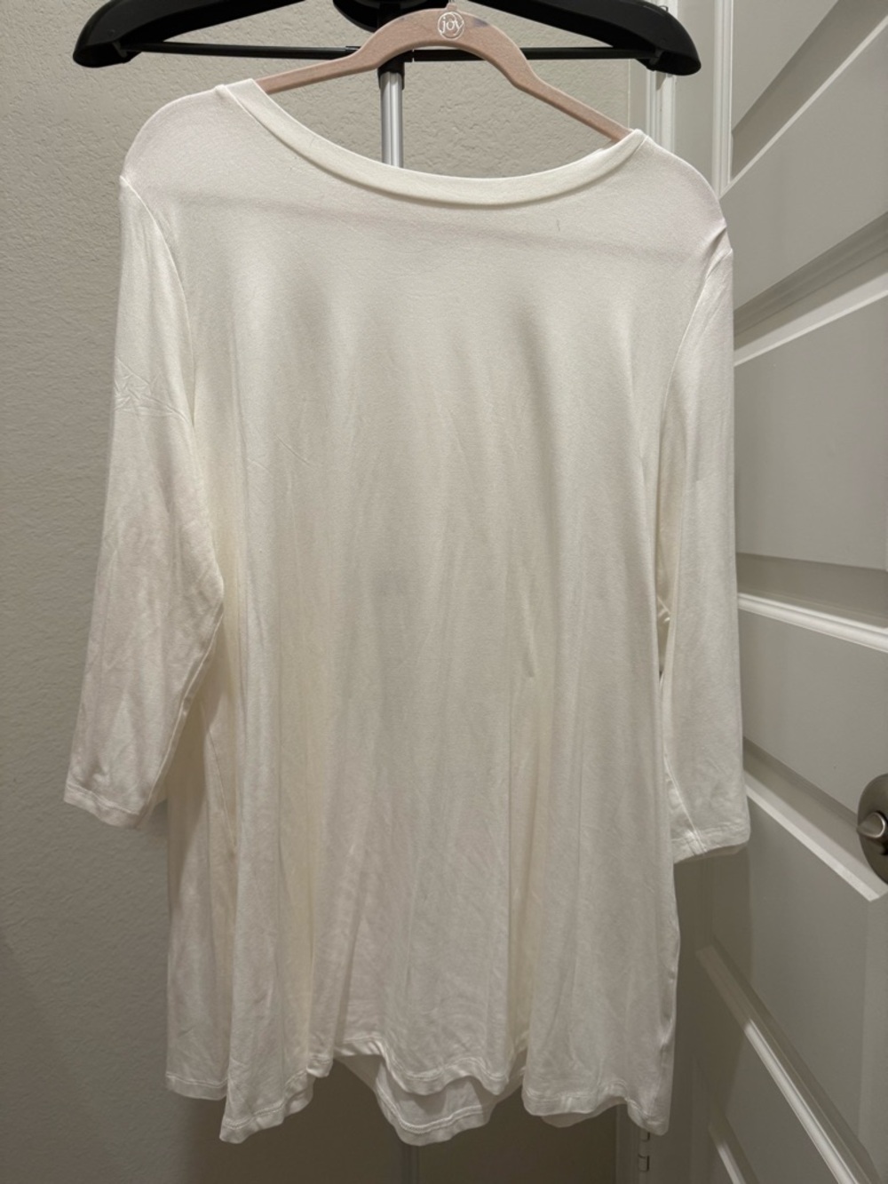 Jessica London Cream 3/4 Sleeve Crew Neck Tunic